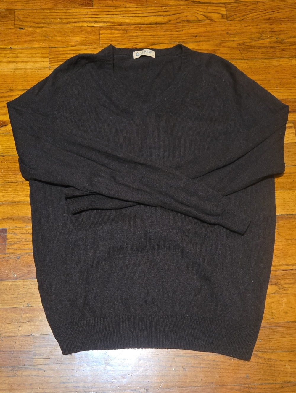 Vintage J CREW Men’s Brown V-Neck Cotton/Cashmere Sweater Y2K Size LT Large Tall